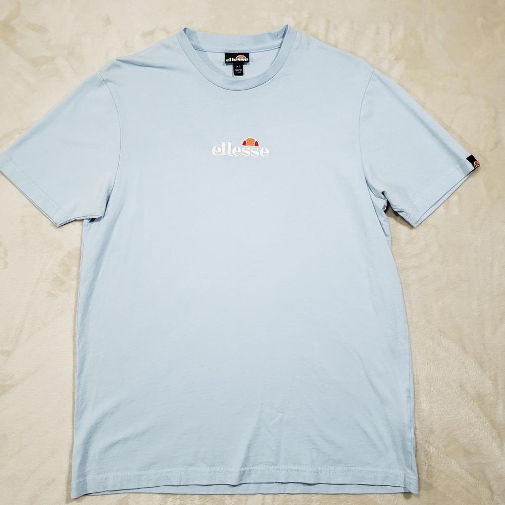 Ellesse T-Shirt‎ Womens Large Light Blue Embroidered Logo Cotton SAS11351 Casual